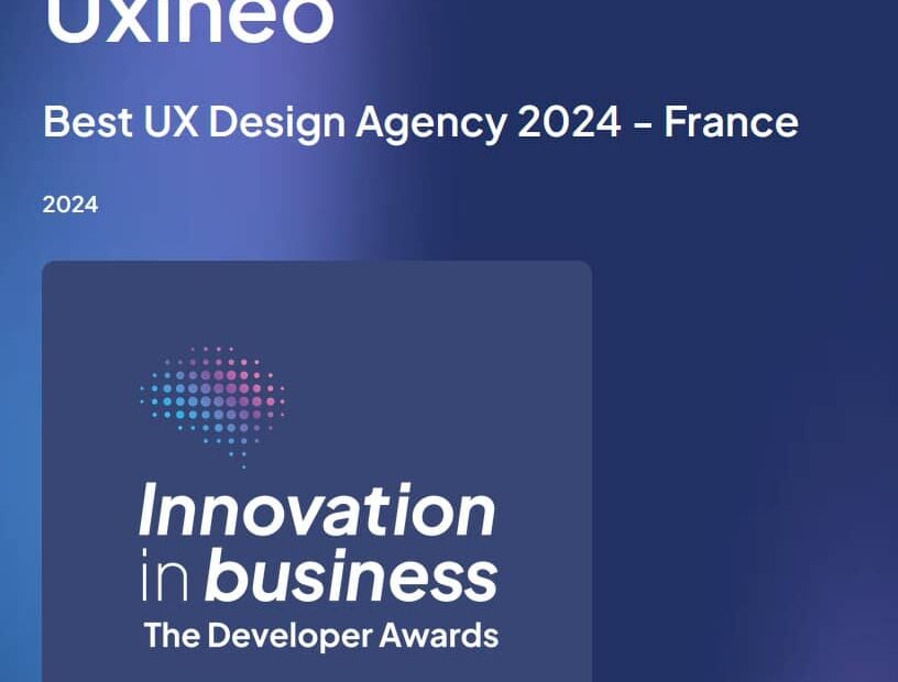 Uxineo Best UX Design Agency 2024 - France , Innovation in Business The Developer Awards